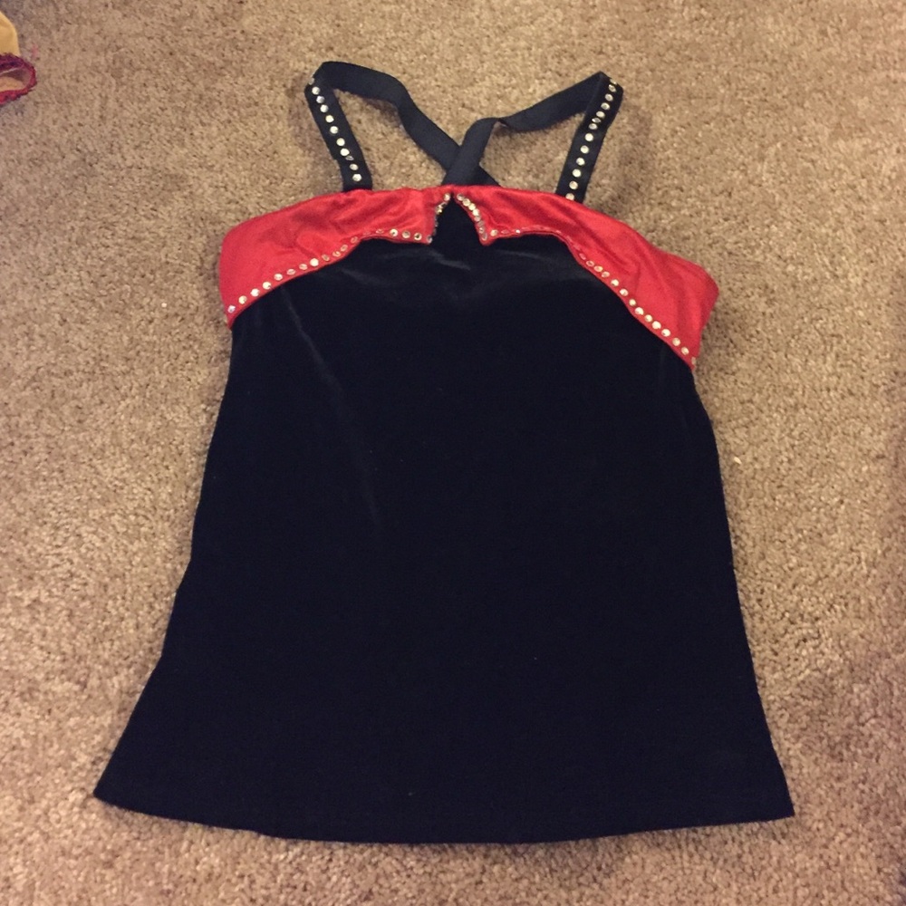 velvet tank with rhinestone‎ red trims